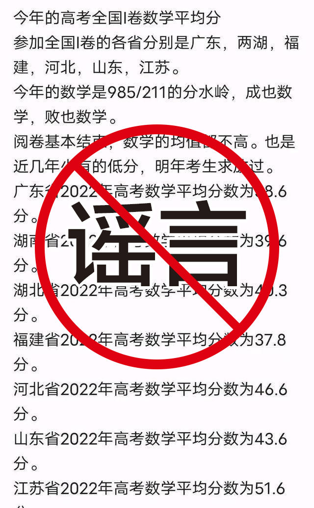 网传“今年高考数学平均分创新低”？多省辟谣